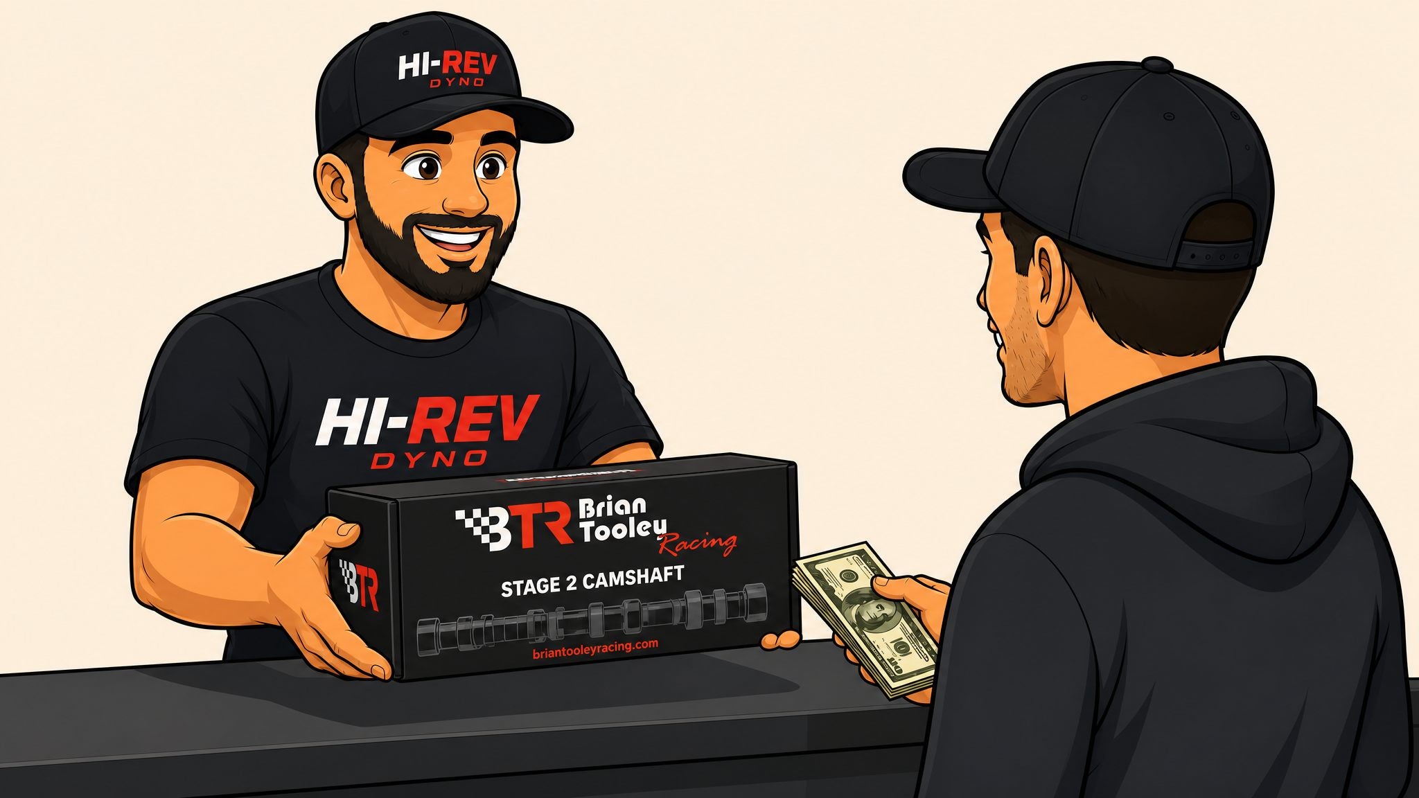 Parts sale over the counter at Hi-Rev